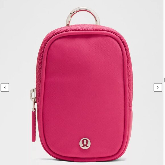 Lululemon Clippable Nano Pouch Raspberry Coulis NWT Water-Repellent Fabric Pink - Picture 1 of 3